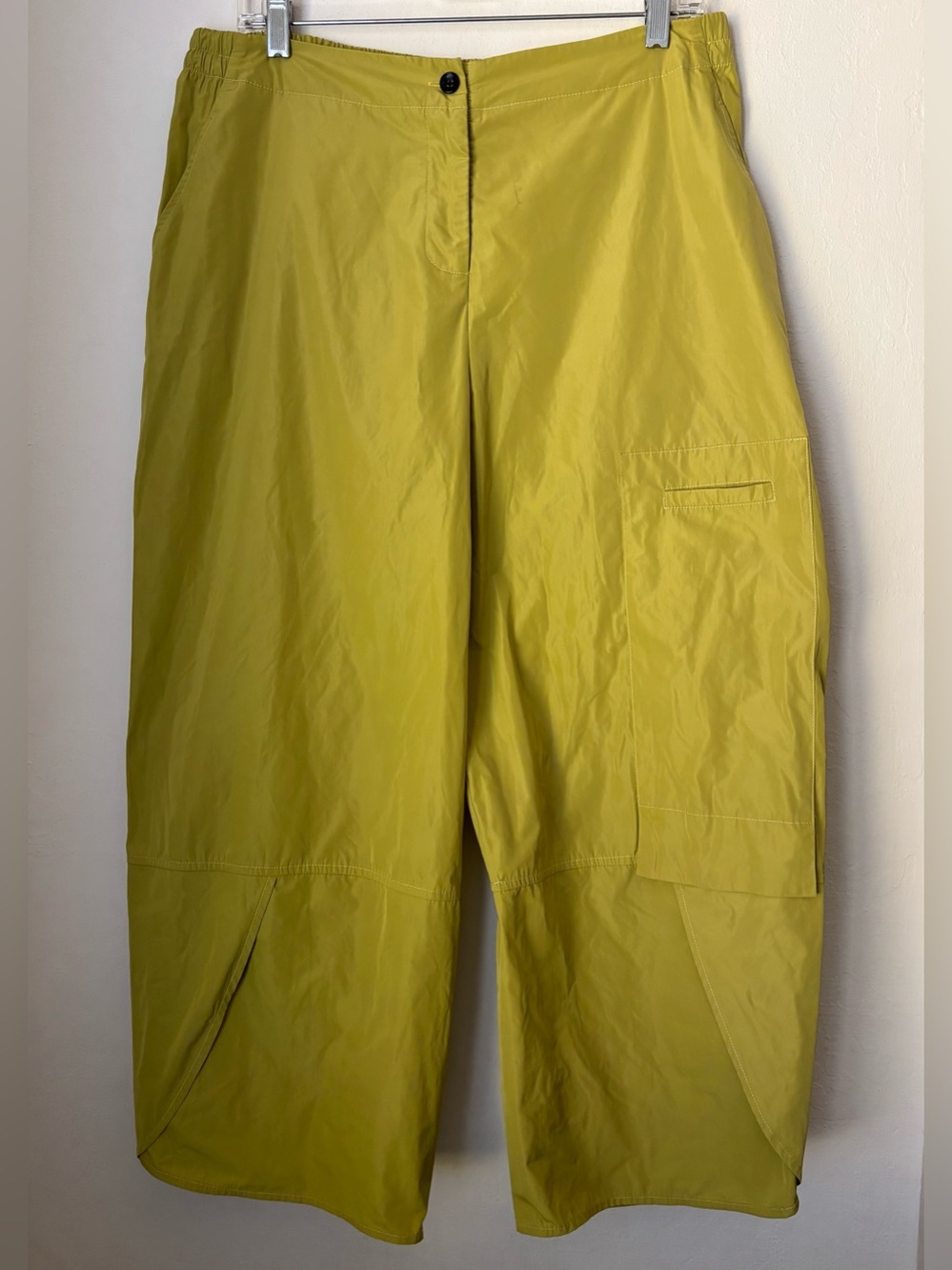 Sun Kim Parachute Pants Size Large Chartreuse Artsy Lagenlook Travel Packable